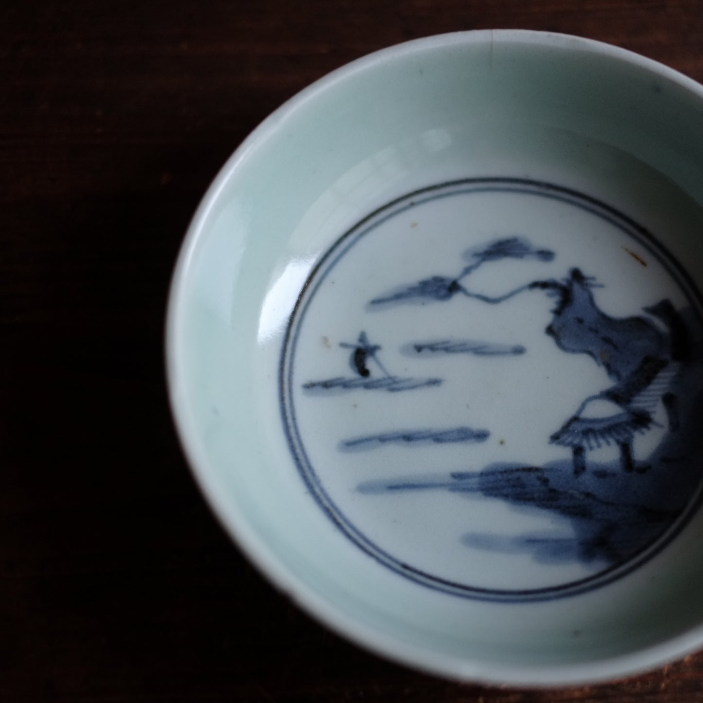 時代 内青磁山水文 染付膾皿 （江戸時代） – 逢季荘