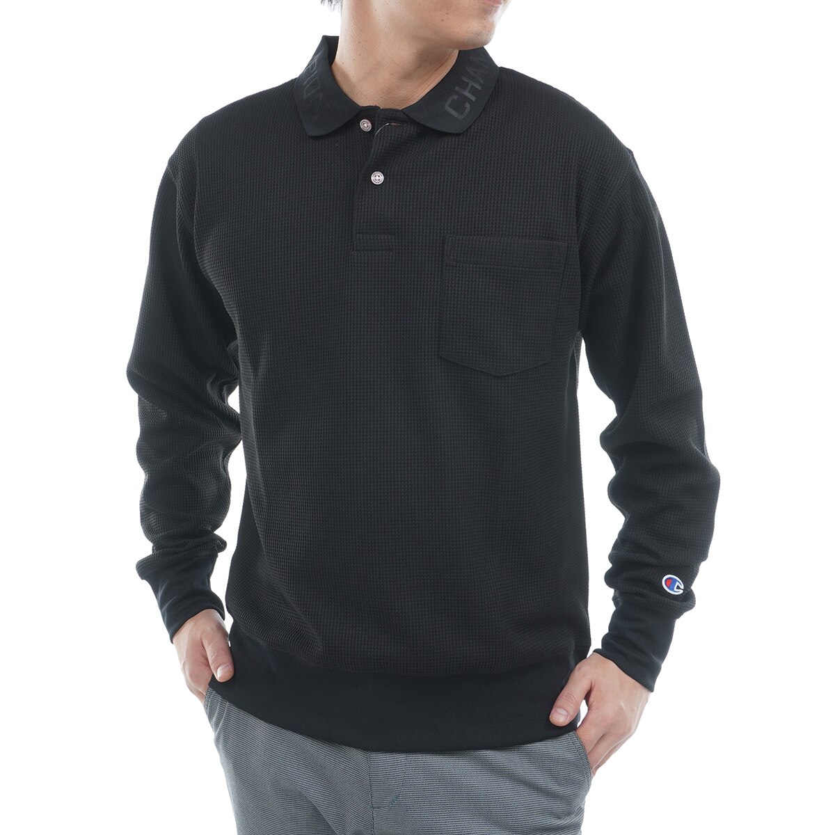 UVカット 速乾 保温 遮熱 ソフトサーモワッフル 長袖ポロシャツ(長袖