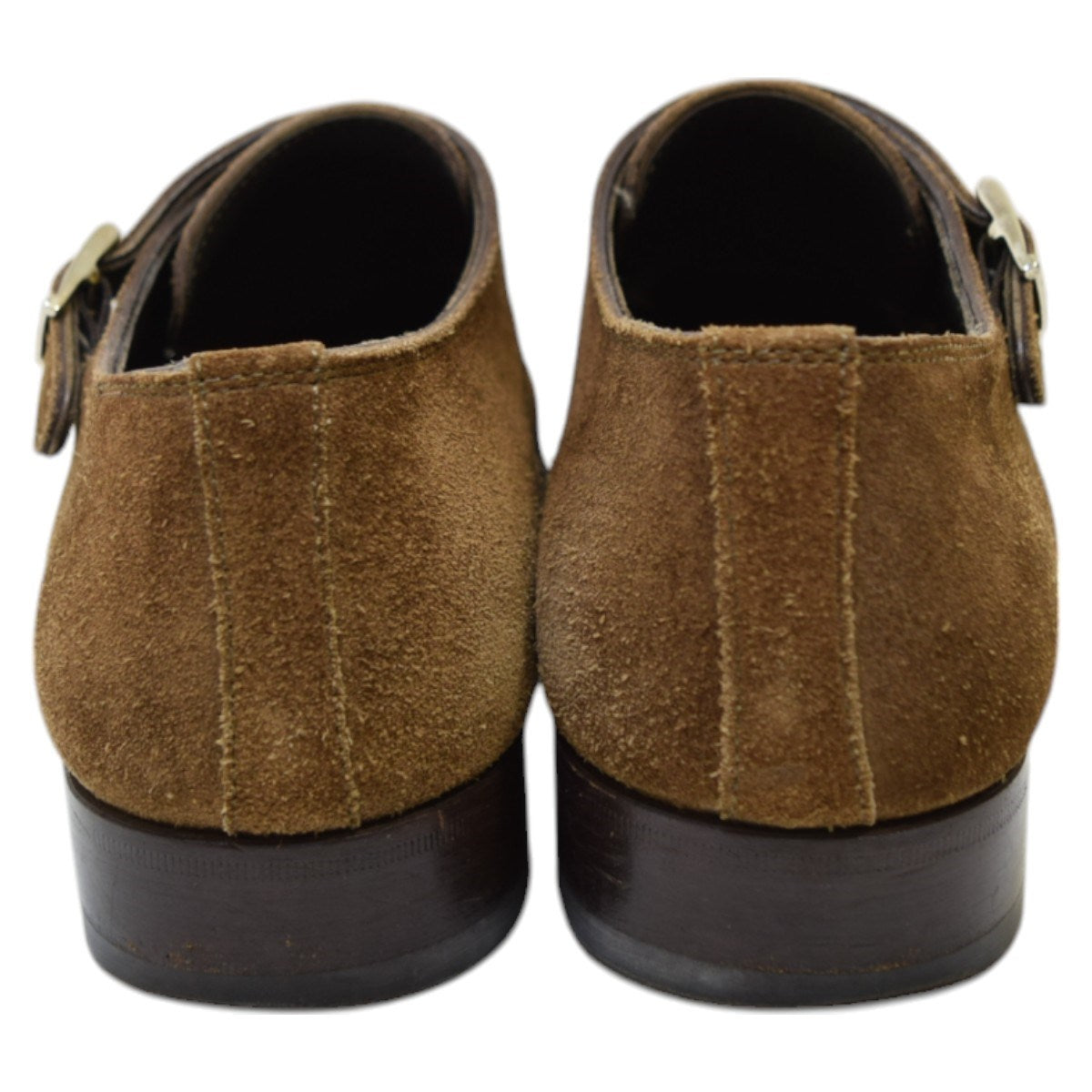 Santoni×BEAMS F スエードダブルモンクストラップシューズ ブラウン