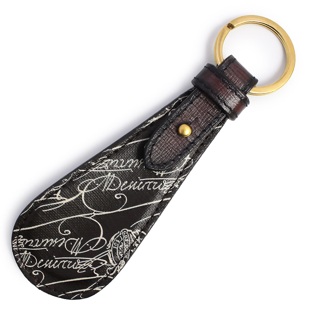 BERLUTI ブラックレザー キーホルダー コト ジップ キーリング