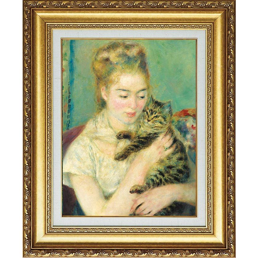 楽天市場】ルノワール「猫を抱く女性」4号 立体複製名画 美術品