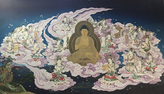 楽天市場】阿弥陀聖衆来迎図 高野山本(転写本) 肉筆仏画 送料無料 : 芸