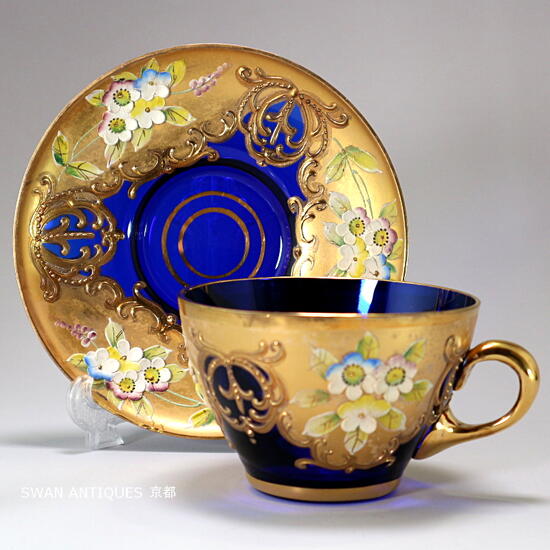 楽天市場】ヴェネチアン グラス ムラノ 蓋付 ゴブレット 24金彩