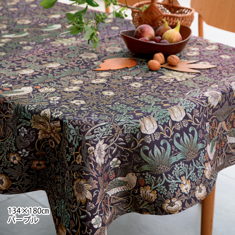 撥水テーブルクロス【いちご泥棒】｜Morris Design Studio（モリス