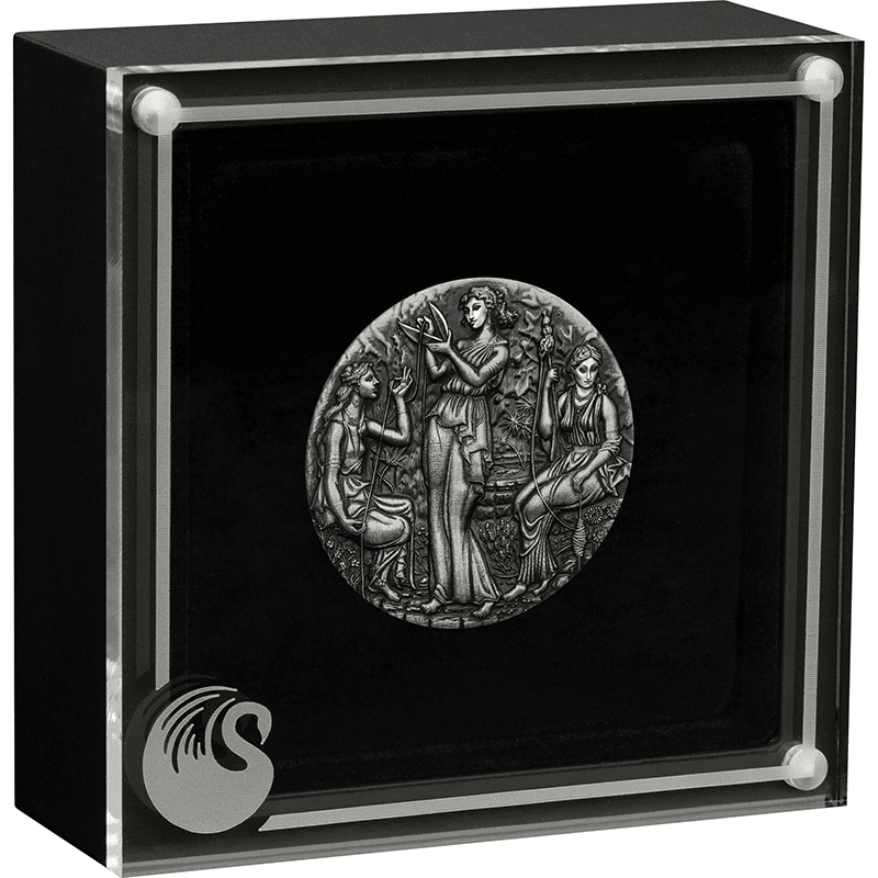 ツバル 2025年 運命の三女神 モイライ 2ドル銀貨 アンティーク仕上げ