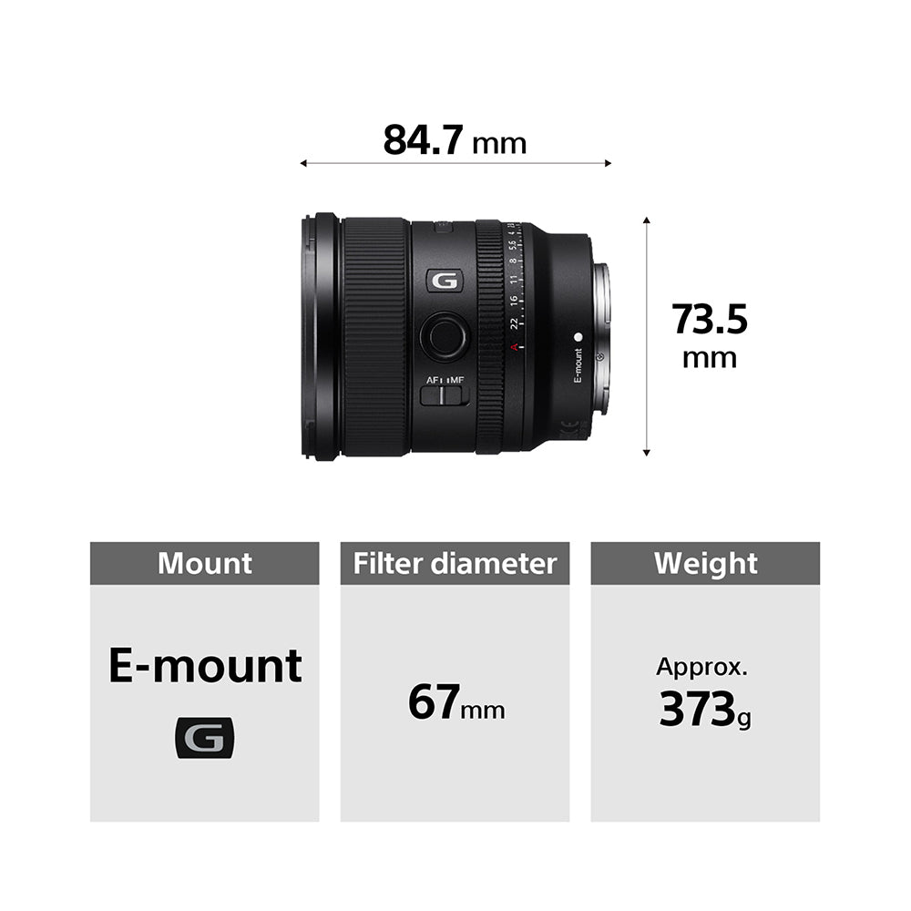 Sony FE 20mm F1.8 G (SEL20F18G) E-Mount Full-Frame, Ultra-wide-angle G