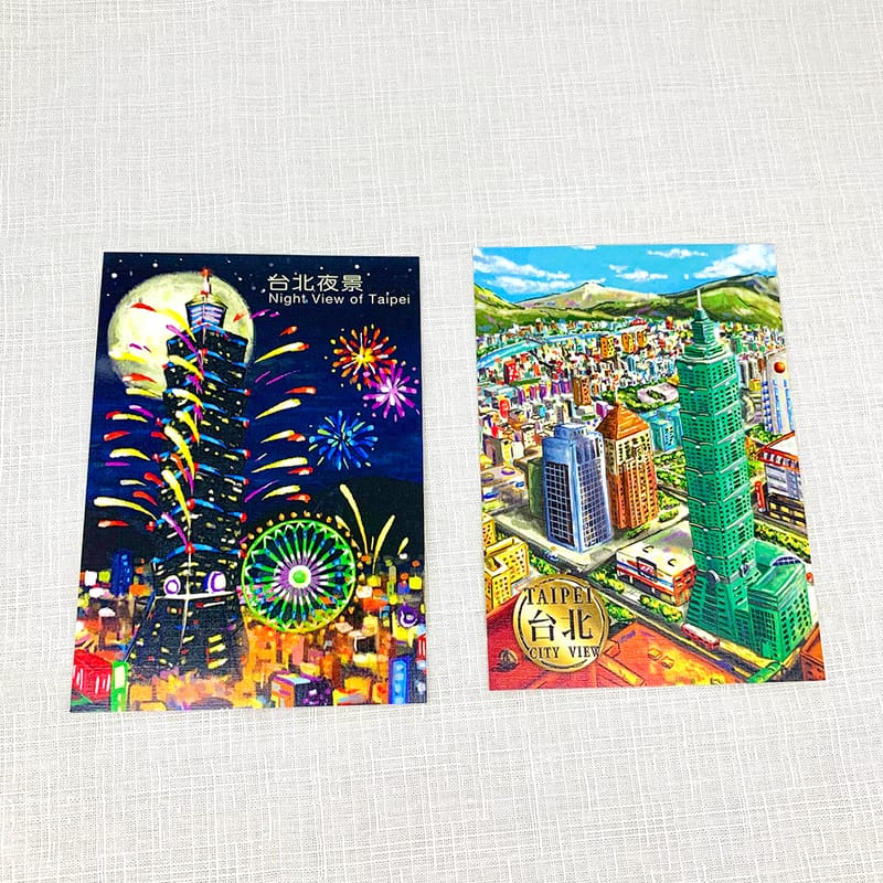 SINGEZIH】イラストポストカード（台北101 昼／台北101 夜）|來好 台湾