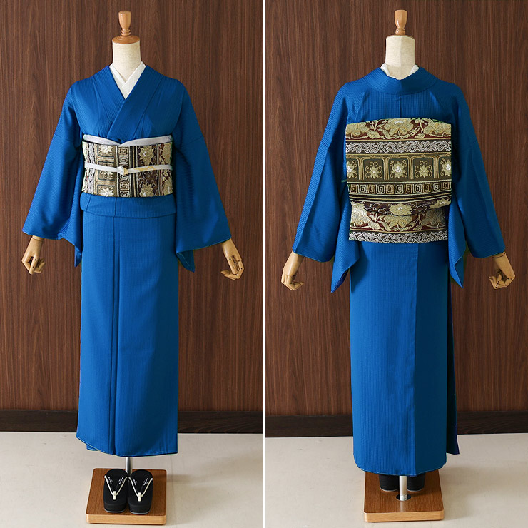 日本製 東レシルック 糸使用 洗える 袋帯 宝相華横段 ブラウン 茶色 二