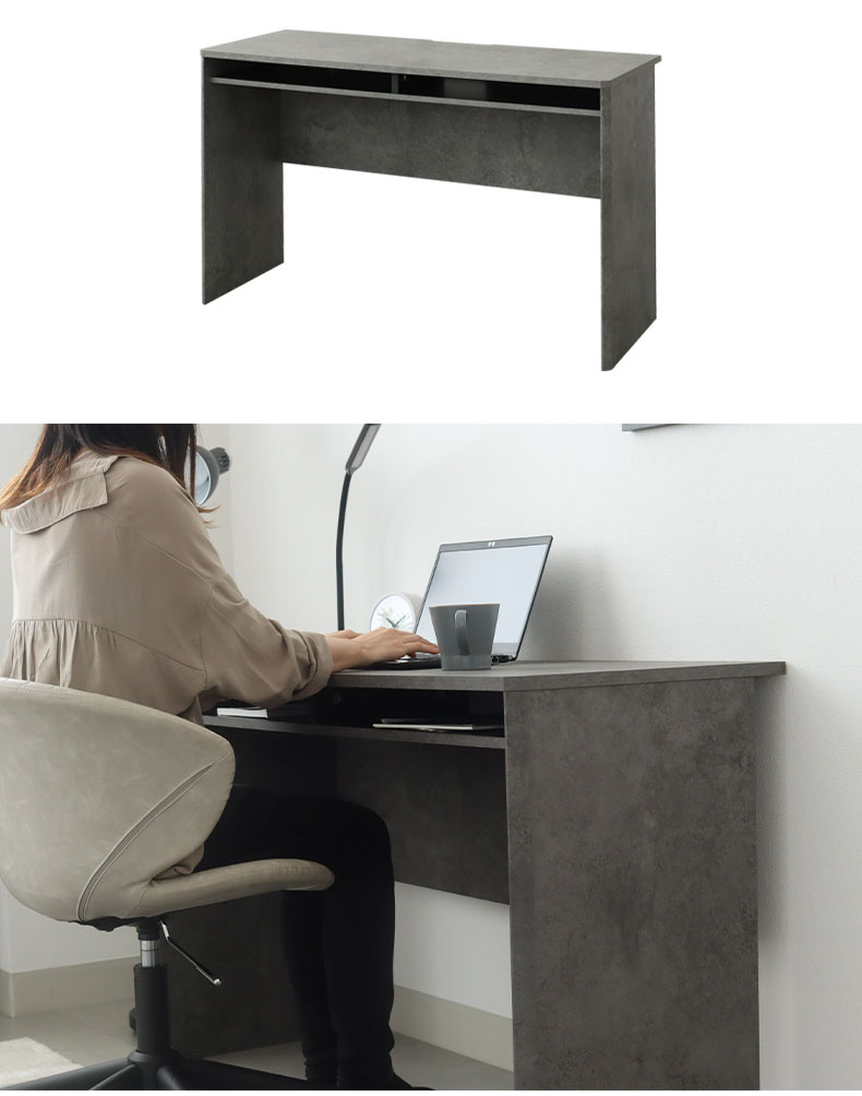 石目調 収納 机 パソコンデスク PCデスク 幅115cm デスク セラミカ