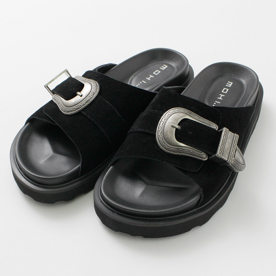 MOHI（モヒ） バックルスエード サンダル / レディース フラット 本革