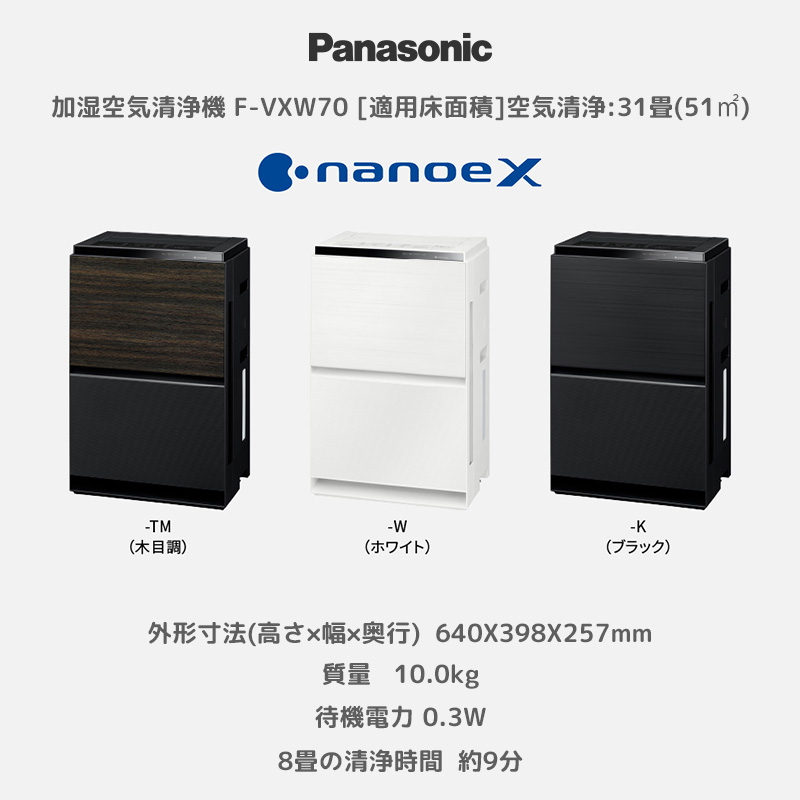 Panasonic（パナソニック） 加湿空気清浄機 ナノイーX搭載 ブラック