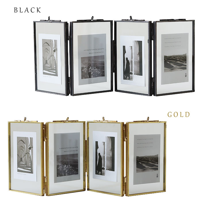 連結フォトフレーム MOR-01（写真立て アンティーク ゴールド ミニ