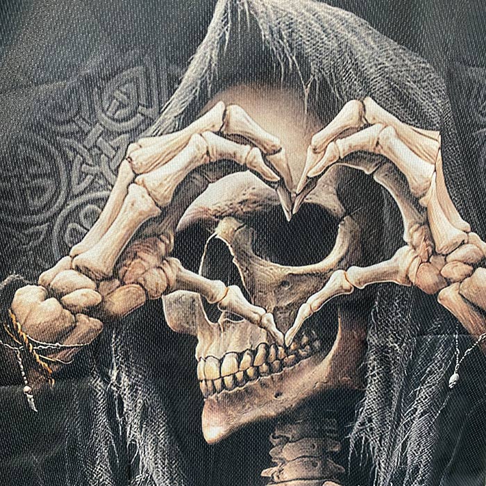Tシャツ 手でハート 骸骨 骨 スカル ドクロ 大好き 怖い 縁起がいい