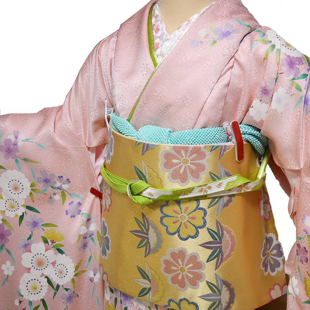 手描き 京友禅 正絹 振袖 30点 セット ピンク 成人式 ふりそで 袋帯