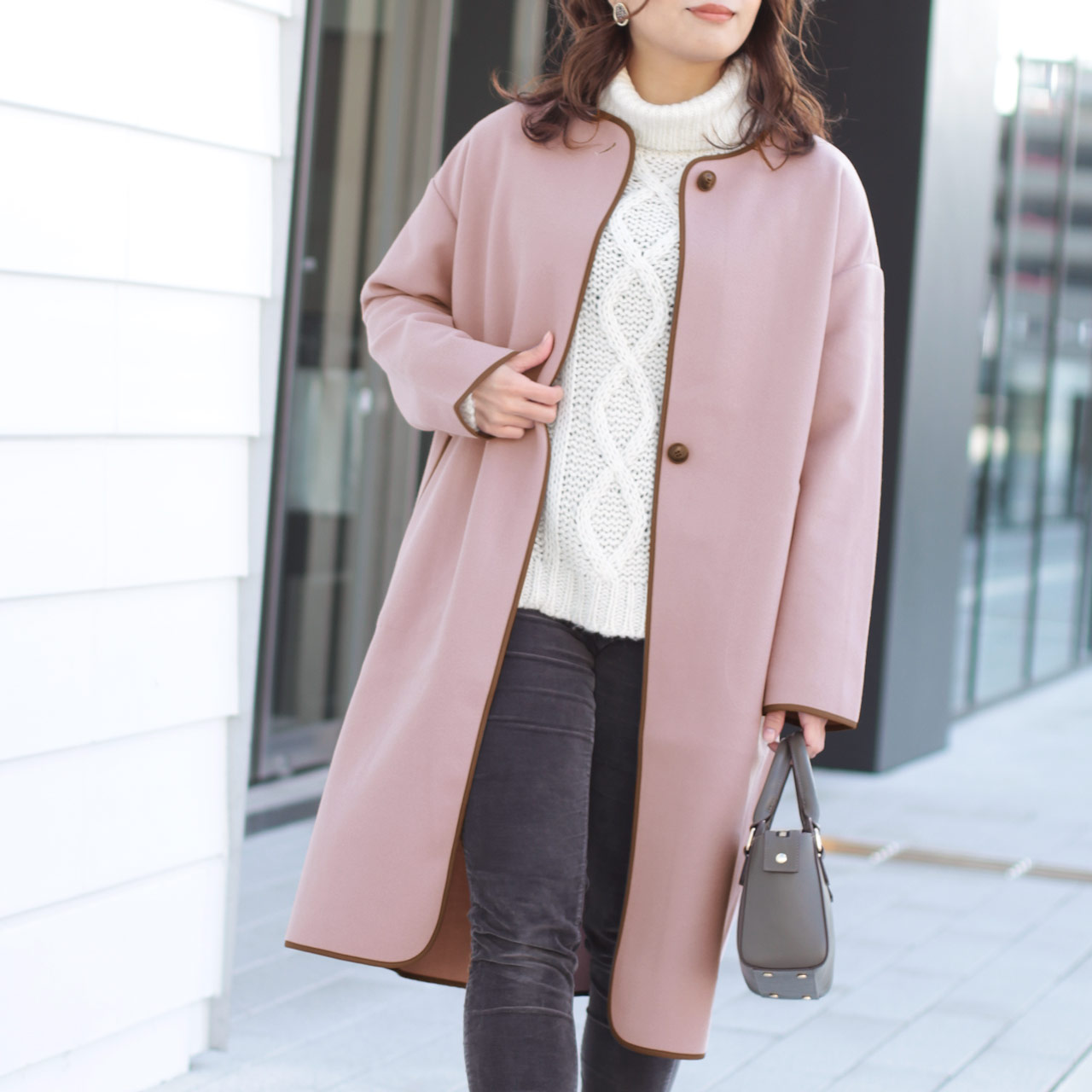 sankyo shokai（三京商会） ＜爆買＞洗える ノーカラー パイピング