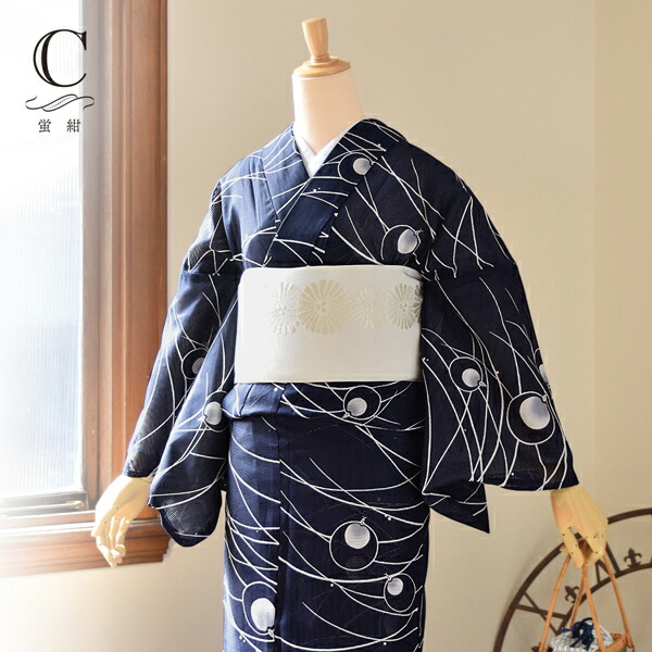 浴衣 レディース 単品 お仕立て上がり浴衣 綿絽浴衣「えんむすび：流水