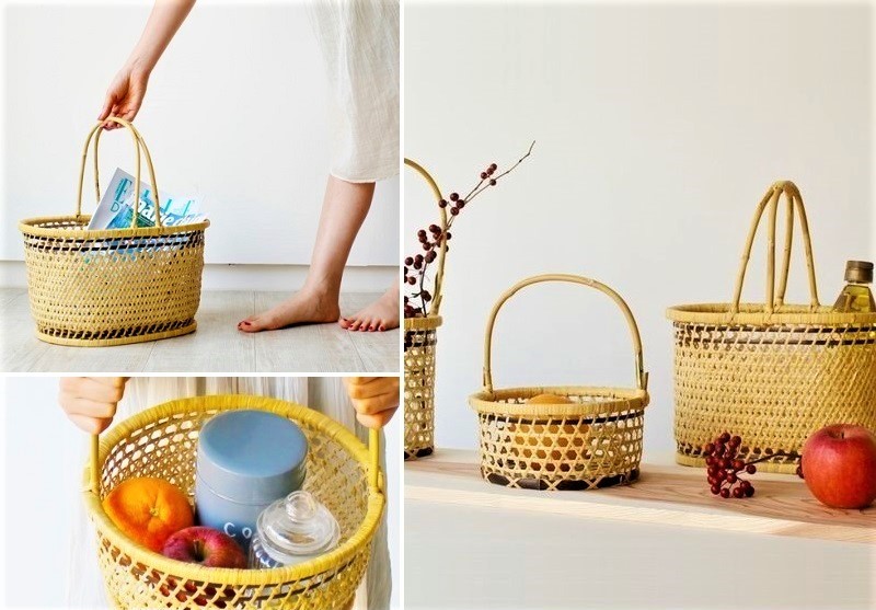 かごバッグ 白鳥籠 (はくちょうかご） /小林ミドリ 新潟 天然竹 手編み