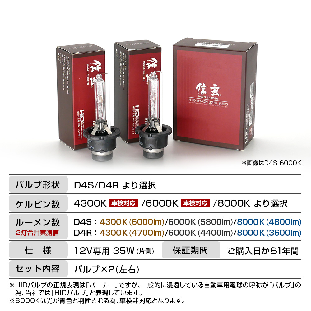 信玄 今月10%OFFcp BRZ (ZC6)に適合 純正交換HIDバルブ D4S 6000K