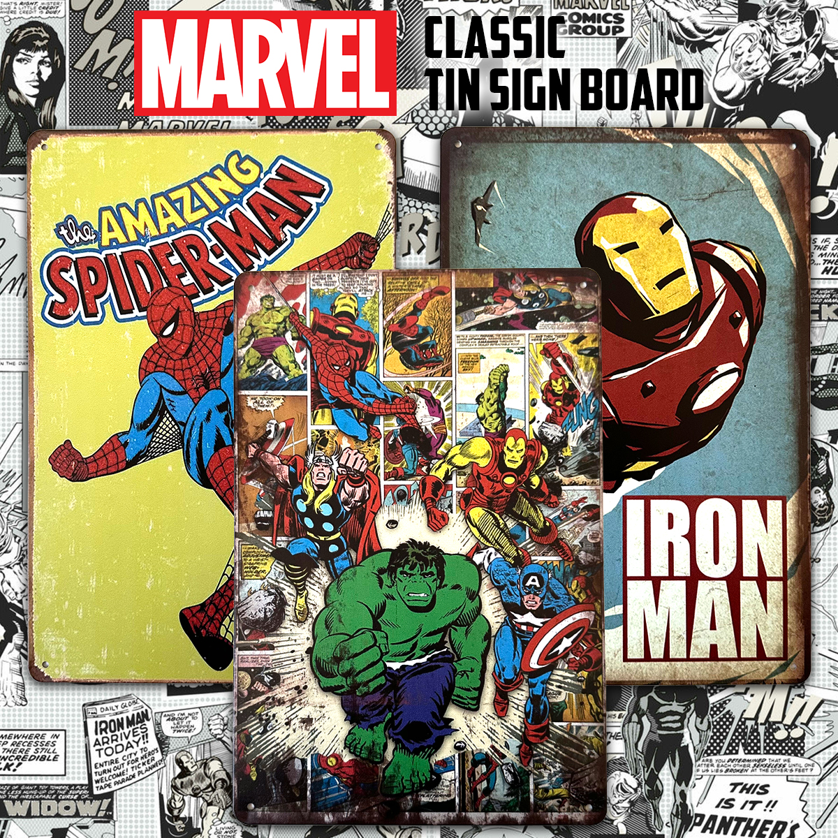 SALE マーベルコミック クラシック ブリキ看板 20cm×30cm アメリカン