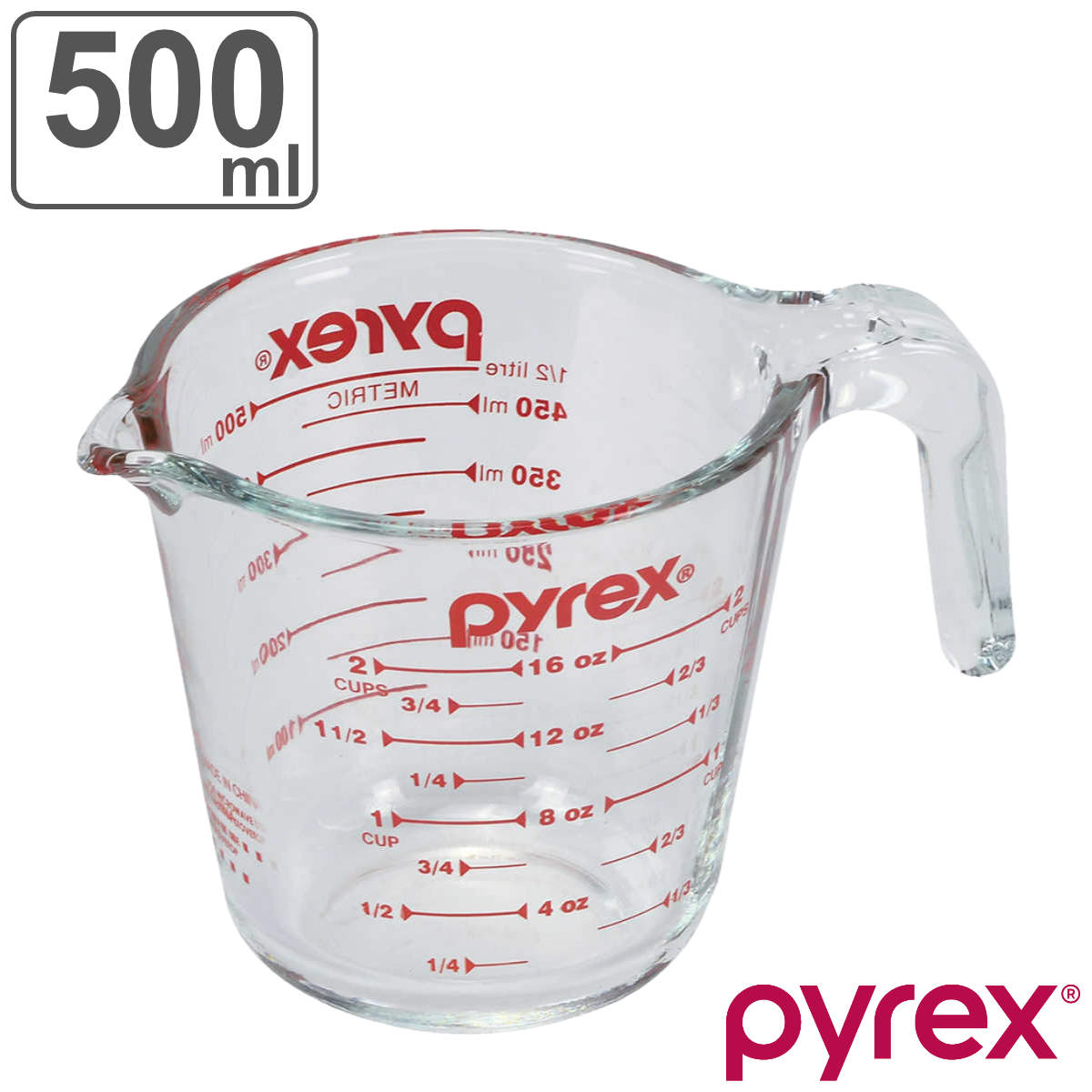 PYREX（パイレックス） 計量カップ 500ml 耐熱ガラス 取っ手付き