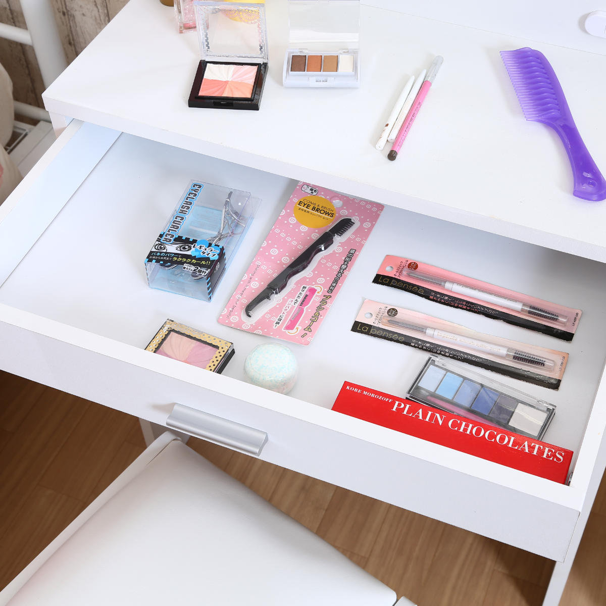 不二貿易（Fuji Boeki） ドレッサー 三面鏡 鏡台 収納 LEDライト付