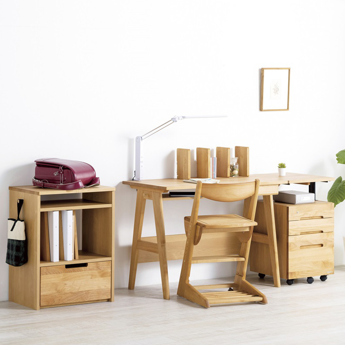 堀田木工所 デスクワゴン キャスター付 3段 幅42.1cm 学習机用 共通袖