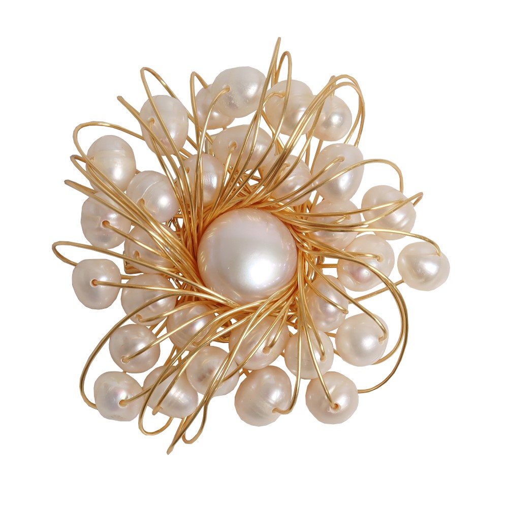 パール ブローチ 天然淡水真珠 お洒落 スカーフピン 結婚式 お呼ばれ