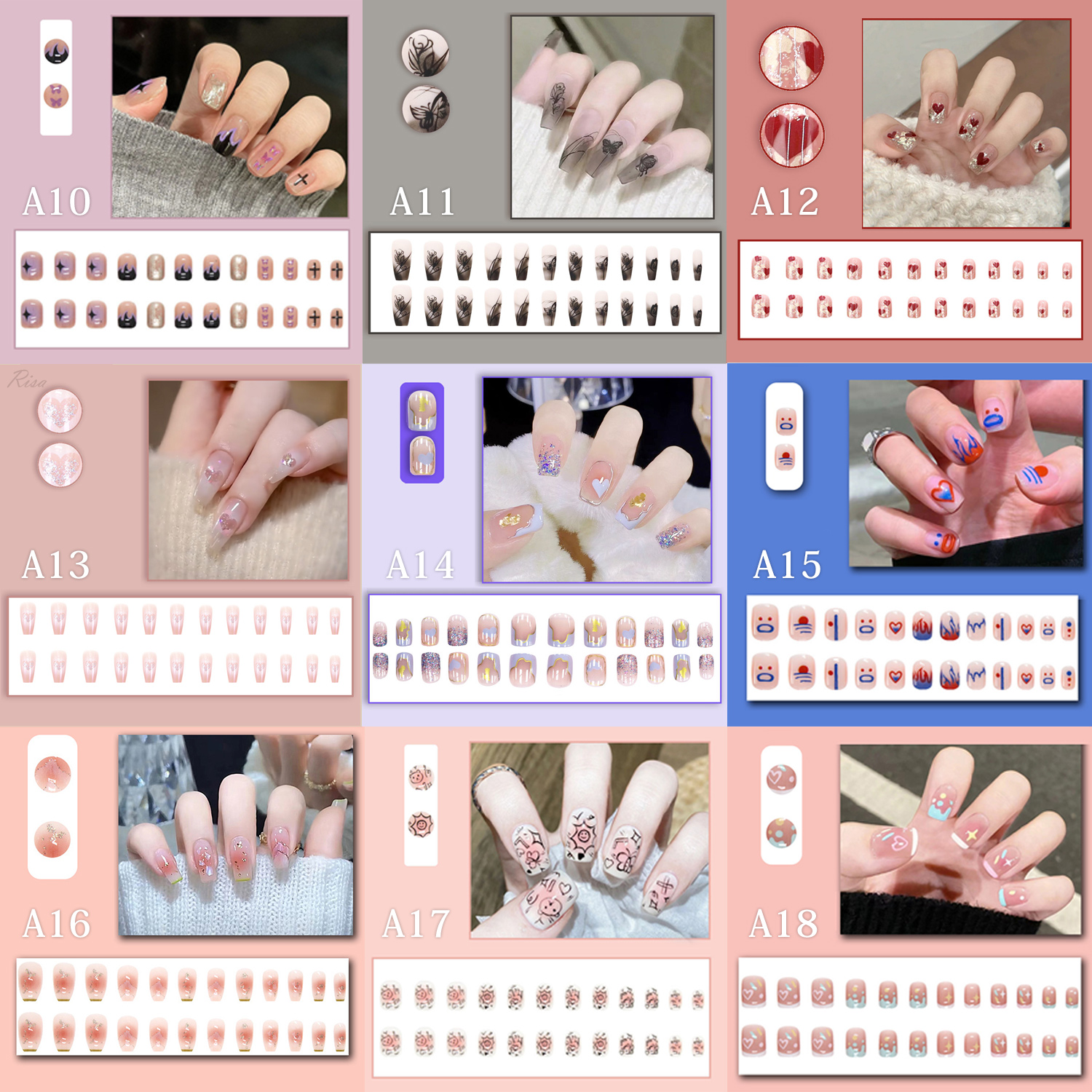 Risa（リサ） ネイルチップ 付け爪 チップ ショート ロング 24枚