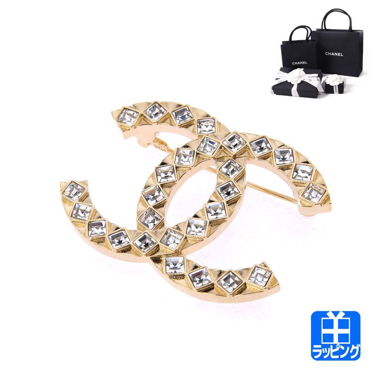 CCロゴ ブローチ クリスタル パール ゴールド ノベルティ CHANEL Cロゴ