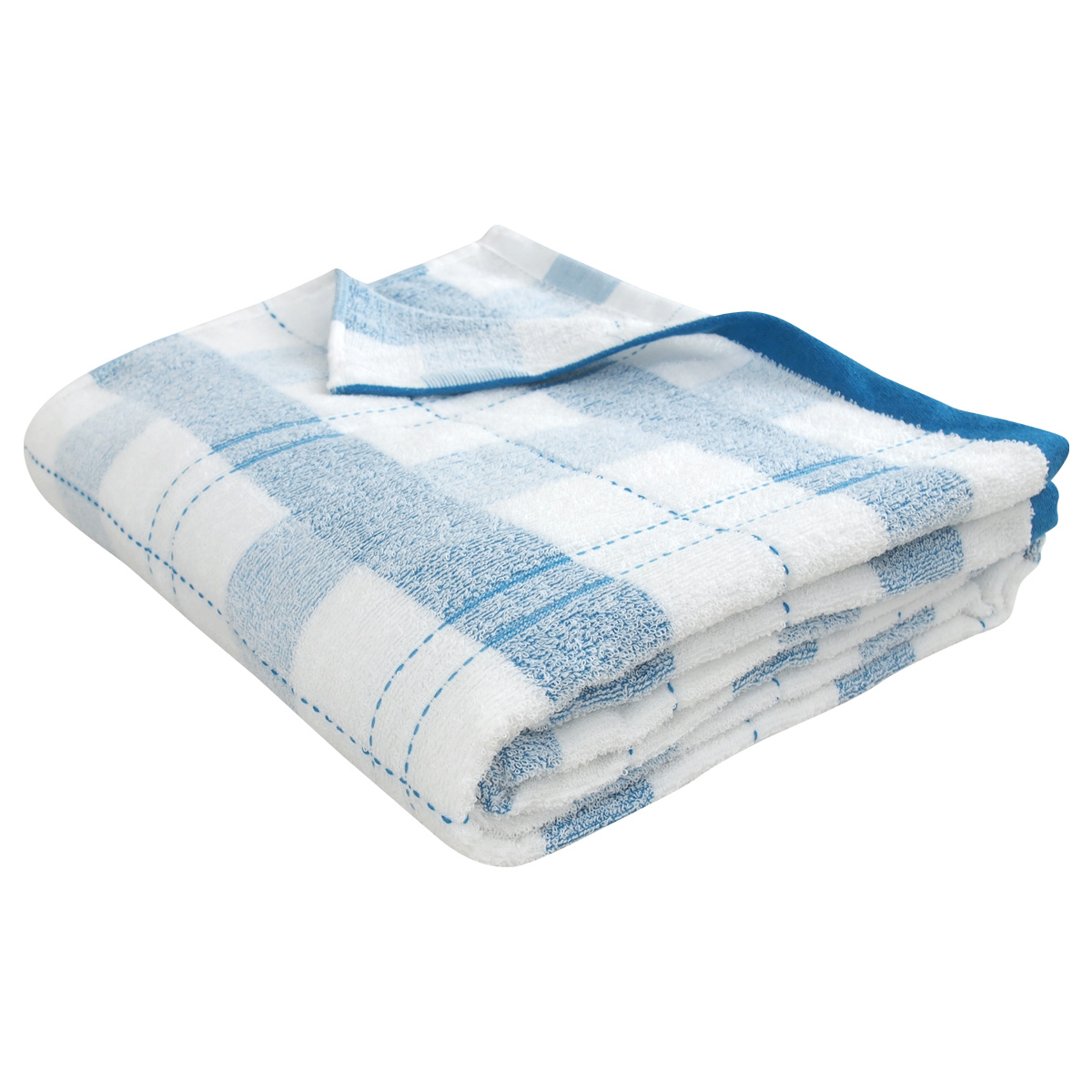 REVEUR タオルケット シングル 刺し子 チェック柄 140×190cm 綿混 夏