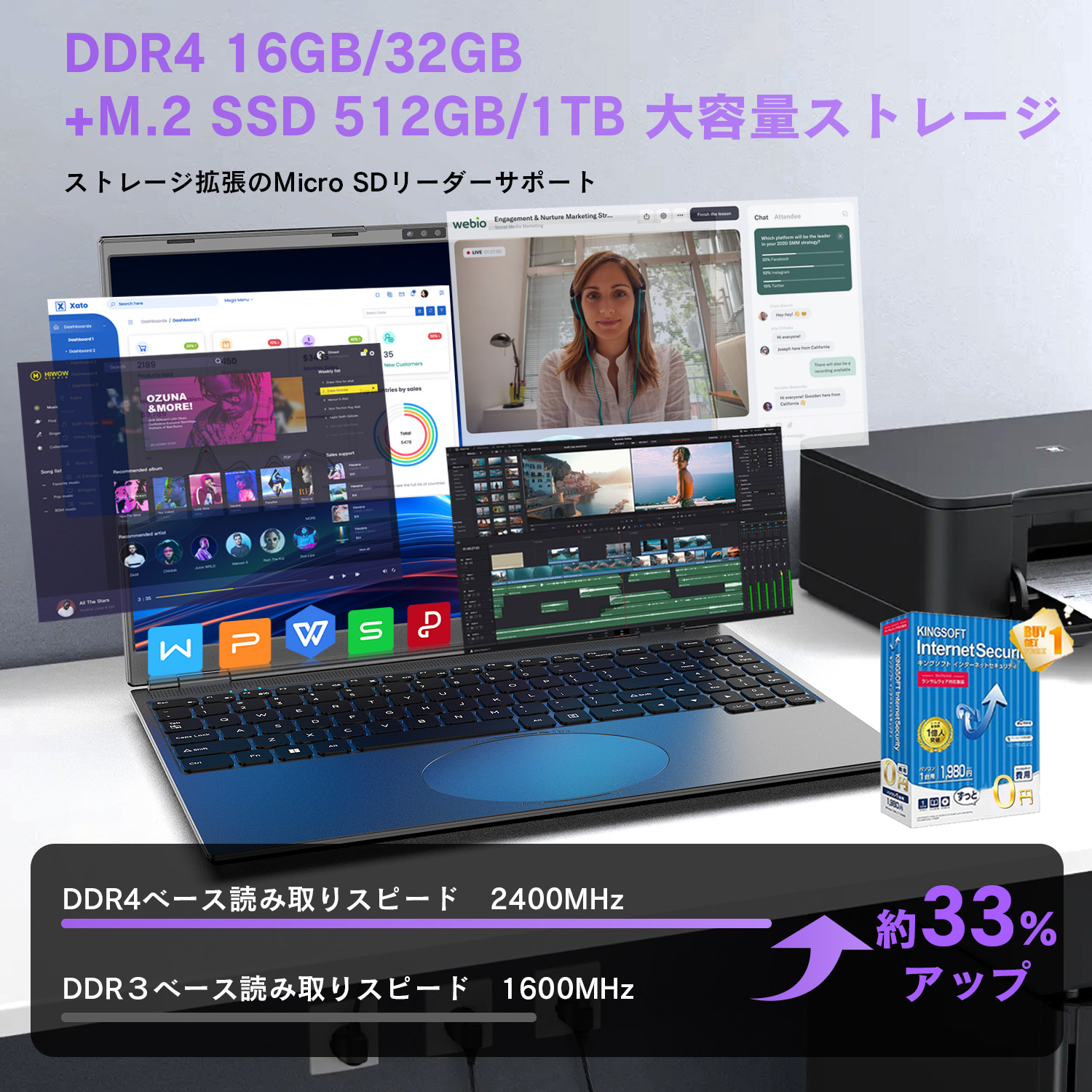 VETESA 新品 ノートパソコン PC office付き Windows11 FHD解像度 Intel
