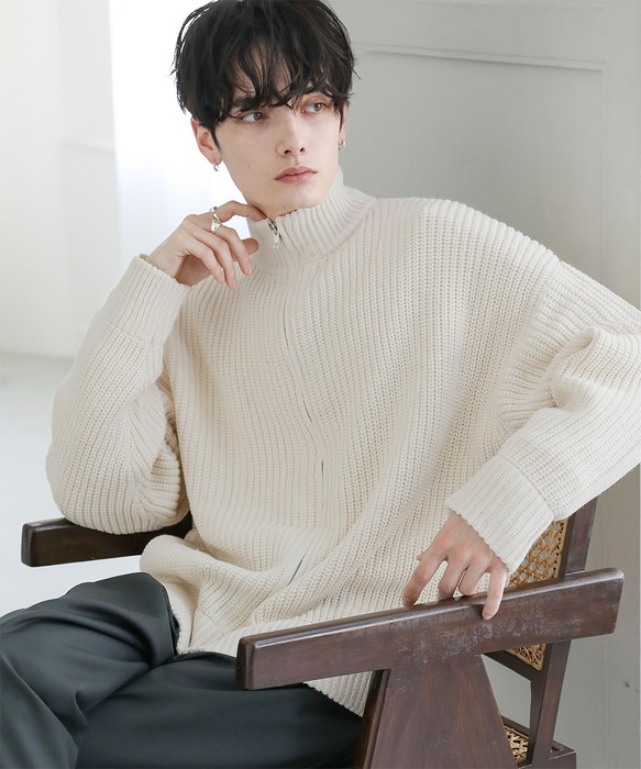 メンズ ドライバーズニット ジップニット ニット カーディガン