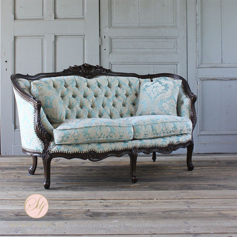 イタリアン ソファ 2人掛け アンティーク ロココ 姫系 猫脚 PUレザー