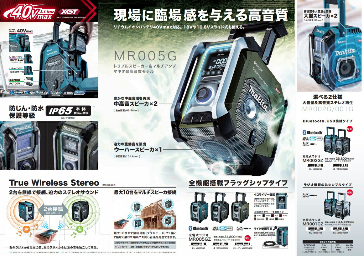 マキタ（makita） 充電式ラジオ MR005GZO オリーブ 本体のみ トリプル