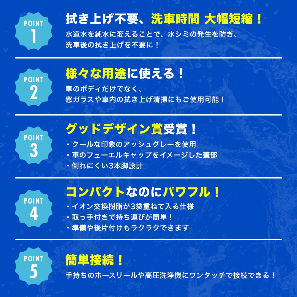 純水器 洗車用 水垢 水シミ防止 拭き上げ不要 ピュアニッシュプラス JU