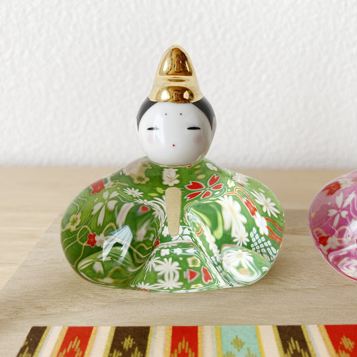 薬師窯 彩絵玻璃座雛（華の舞）2629 雛人形 ガラス ひな人形 雛祭り