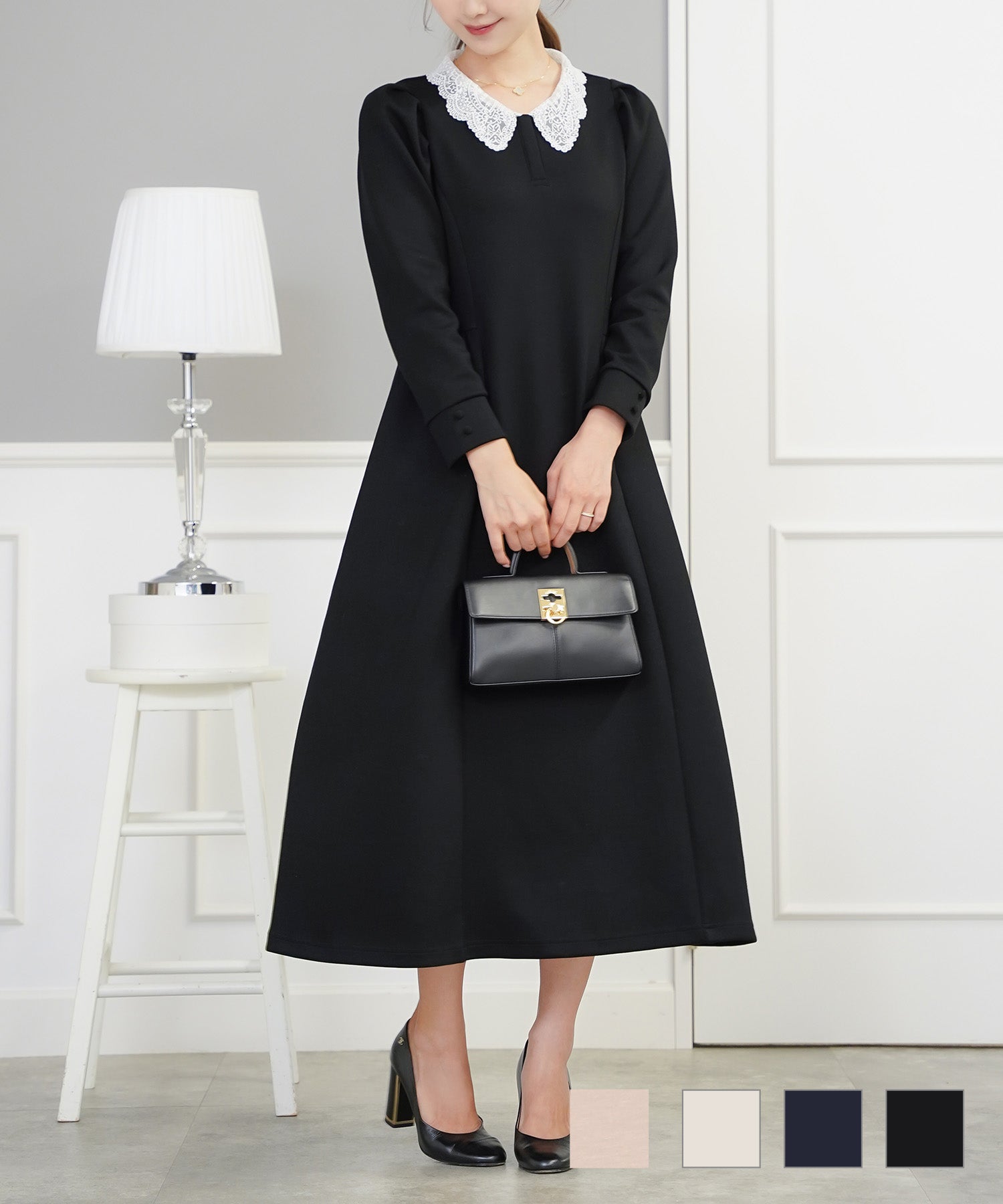 レース襟 リラックス ワンピース le reve vaniller 全4色｜lvn341-1926