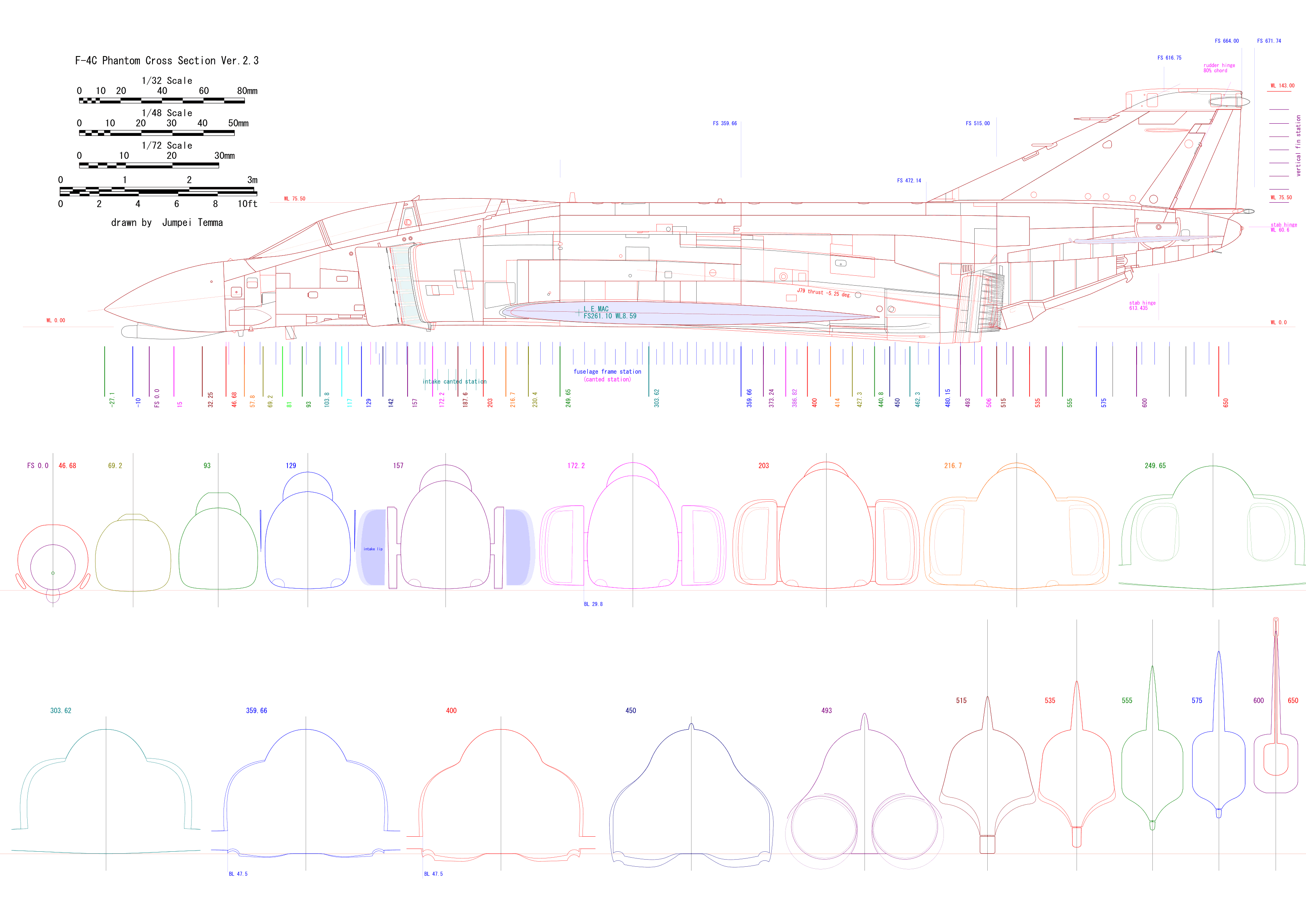 マクダネル・ダグラス F-4 ファントム 図面 McDonnell Douglas F-4