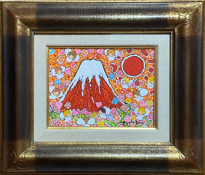 幸せを感じるアートとは？ - 太陽と富士山と天使のしあわせの絵画 Sun