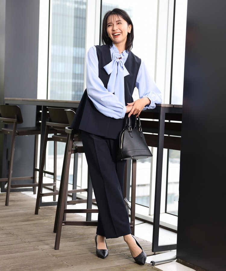 汚れ＆シワが付きにくい/セレモニー/通勤】ダブルクロスジレ/洗濯機OK