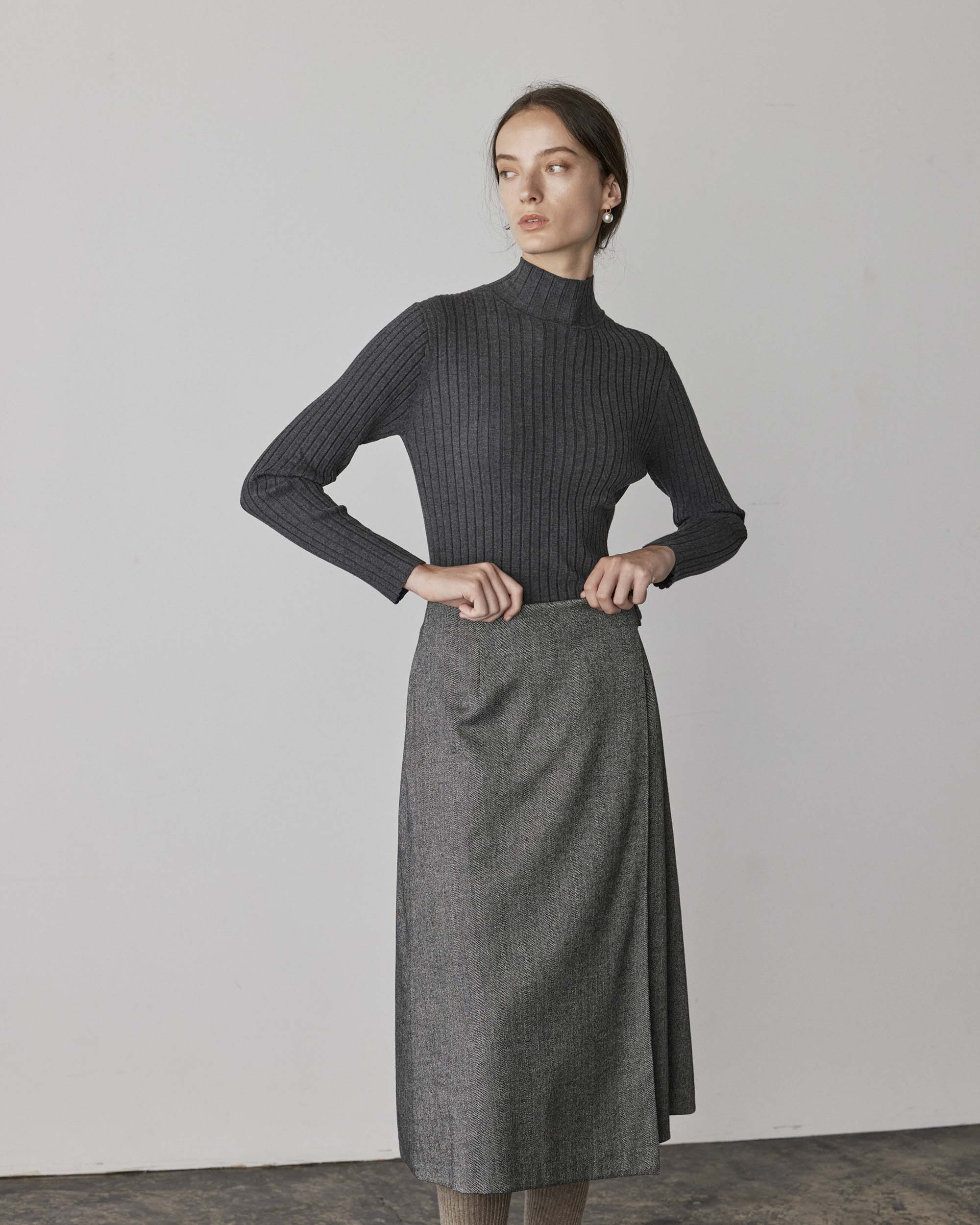 ヘリンボーンセミフレアスカート - SOÉJU online store｜上質な大人の