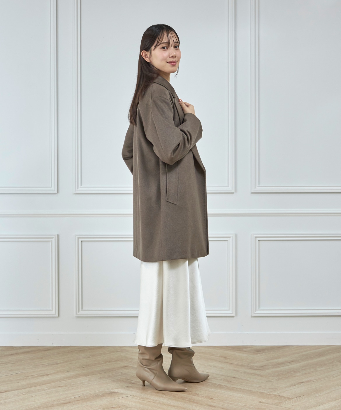 WEB限定》カシミヤ100%ミドル丈コート｜INED（イネド）｜フランドル