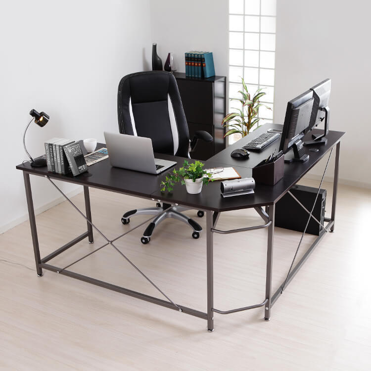 横揺れ軽減補強！L字デスク ワイドタイプ(ウォルナット/ナチュラル