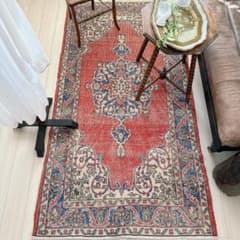 トルコ ヴィンテージラグ A128 レッド ネイビー ターコイズブルー