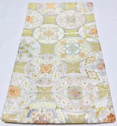 高級 袋帯 正絹 六通柄 総唐織 ホワイト 七宝柄 訪問着 留袖 約70万円