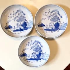 印判 染付 明治大正 アンティーク 骨董品 皿3枚 日本製 - メルカリ