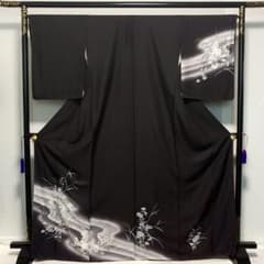 D317 訪問着 花 蔦 流水 金彩 正絹 着物 袷 しつけ糸付き未使用極美品