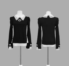 Dim Moire おすましレース襟トップス Black&White - メルカリ