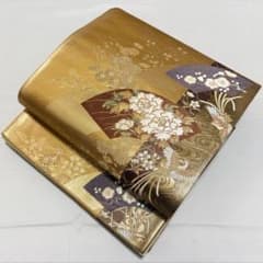 A 鳳凰に花々模様 金糸 正絹 六通 袋帯 フォーマル O44 - メルカリ