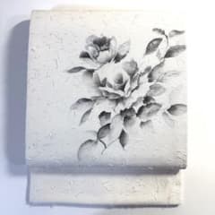 6k104 名古屋帯 絹 髭紬 白 黒 花柄 和装 着物 - メルカリ